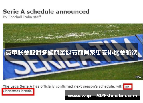 意甲联赛取消冬歇期圣诞节期间密集安排比赛轮次 意甲联赛取消冬歇期圣诞节期间密集安排比赛轮次